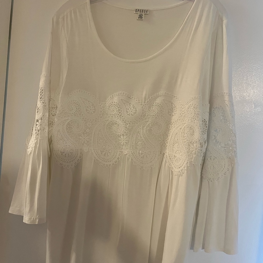 White cotton and lace babydoll top.